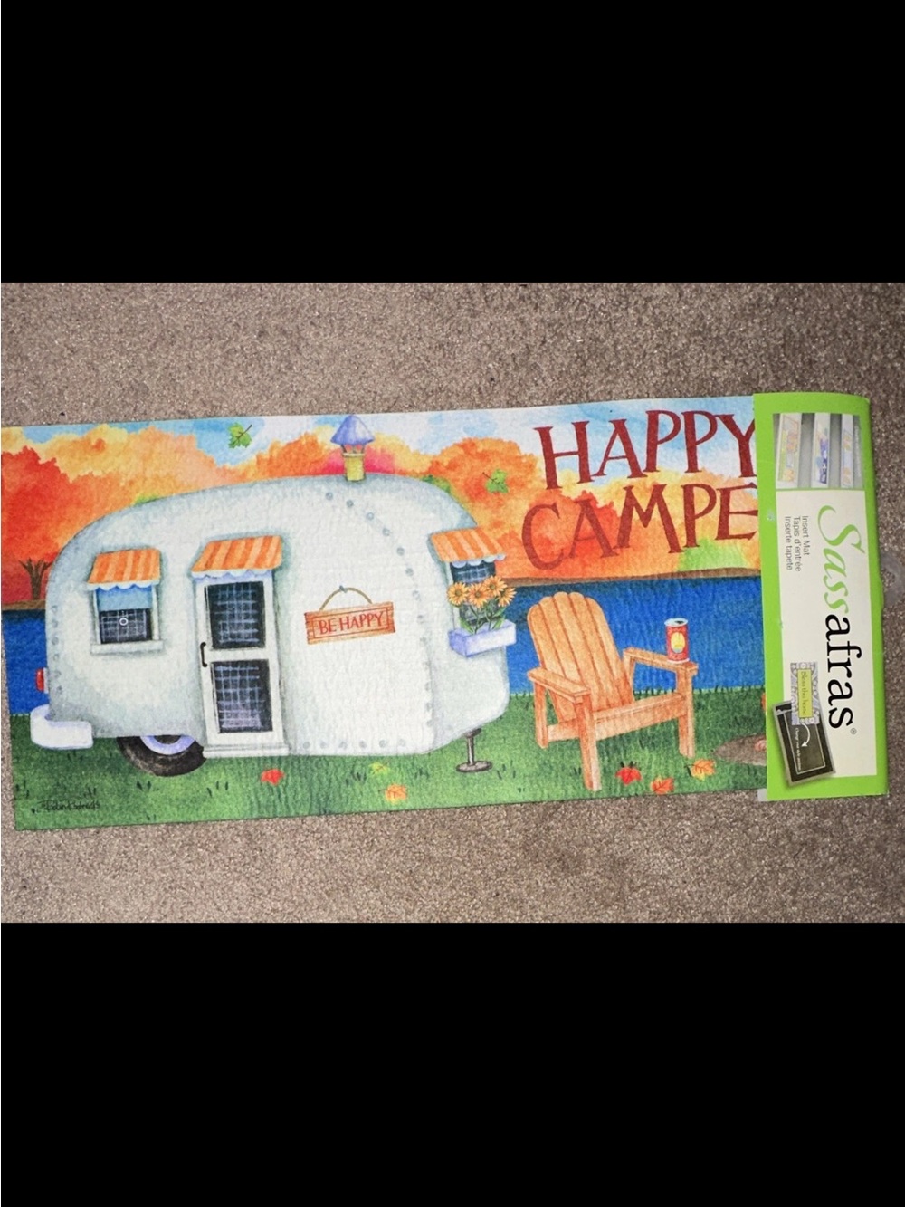 Sassafras "Happy Camper" Outdoor Mat Insert Switchmat - Camper Scene